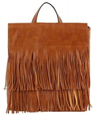 Western Fringe Convertible Backpack JY0079 BROWN